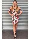 PINK - 'ROSELYN' FLORAL OFF SHOULDER DRESS