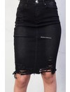 BLACK - MIDI DISTRESSED DENIM SKIRT