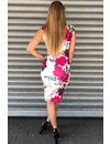 WHITE - 'FUCHSIA' FLOWER MIDI DRESS