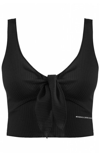 BLACK - 'TIA' - RIBBED TIE UP CROP TOP BLACK - 'TIA' - RIBBED TIE UP CROP TOP
