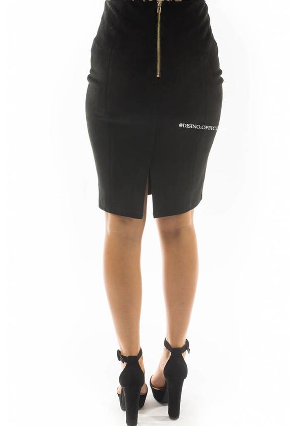 BLACK - 'GABY' - SUEDINE MIDI PENCIL SKIRT