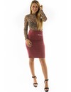 BURGUNDY - 'GABY' - SUEDINE MIDI PENCIL SKIRT