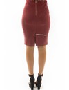 BURGUNDY - 'GABY' - SUEDINE MIDI PENCIL SKIRT