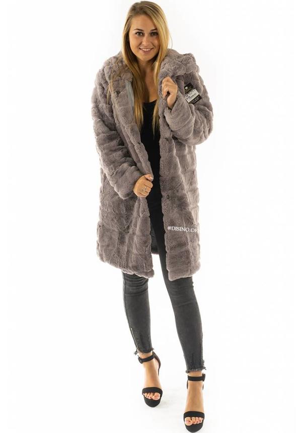 GREY - 'SOPHIE' - LONG SUPER SOFT FAUX FUR COAT