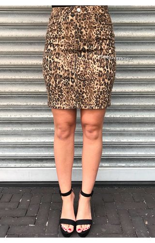 LEOPARD - SUPER STRETCH DENIM SKIRT LEOPARD - SUPER STRETCH DENIM SKIRT