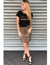 LEOPARD - SUPER STRETCH DENIM SKIRT