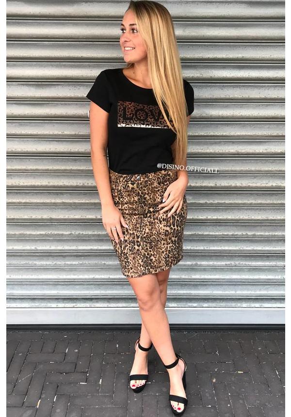 LEOPARD - SUPER STRETCH DENIM SKIRT