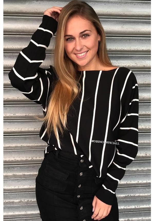 BLACK - STRIPED OVERSIZED JUMPER