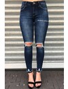 QUEEN HEARTS JEANS - DARK BLUE - SKINNY RIPPED KNEE DETAIL - 9289