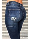 QUEEN HEARTS JEANS - DARK BLUE - SKINNY RIPPED KNEE DETAIL - 9289