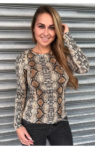 BEIGE SNAKE - 'LISA' - SUPER SOFT LONGSLEEVE TOP BEIGE SNAKE - 'LISA' - SUPER SOFT LONGSLEEVE TOP