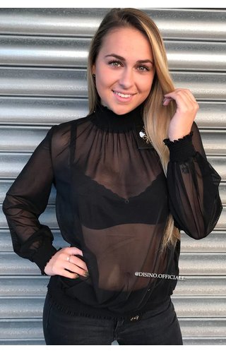 BLACK - 'KALI' - MESH SEE-THROUGH TOP BLACK - 'KALI' - MESH SEE-THROUGH TOP