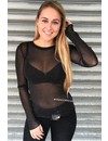 GLITTERLY BLACK - 'MEGHAN' - MESH SEE-THROUGH TOP