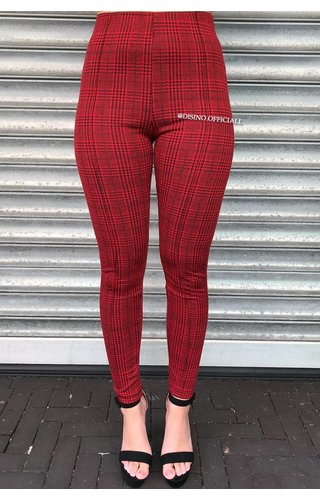 RED - 'TIARA' - CLASSY CHECKERED PANTS RED - 'TIARA' - CLASSY CHECKERED PANTS