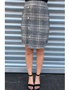 GREY - 'CHANEL' - OVERLAY CHECKERED MIDI SKIRT