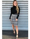 GREY - 'CHANEL' - OVERLAY CHECKERED MIDI SKIRT