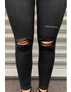 QUEEN HEARTS JEANS - BLACK - SKINNY RIPPED KNEE CROP FRAY HEM - 9377