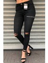 QUEEN HEARTS JEANS - BLACK - SKINNY RIPPED KNEE CROP FRAY HEM - 9377