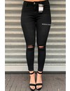 QUEEN HEARTS JEANS - BLACK - SKINNY RIPPED KNEE CROP FRAY HEM - 9377