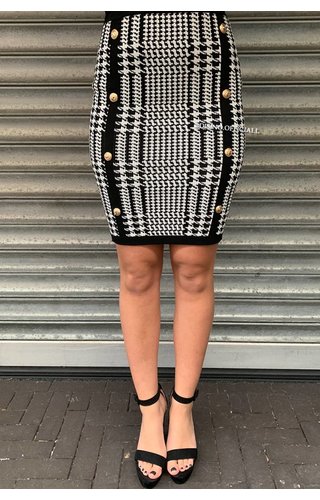BLACK - 'CHLOE' - INSPIRED GOLD BUTTON SKIRT BLACK - 'CHLOE' - INSPIRED GOLD BUTTON SKIRT