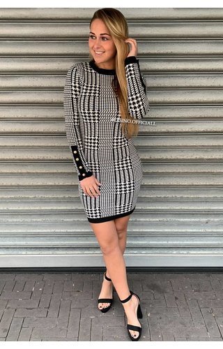 BLACK - 'CHLOE' - INSPIRED GOLD BUTTON DRESS BLACK - 'CHLOE' - INSPIRED GOLD BUTTON DRESS