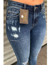 QUEEN HEARTS JEANS - MEDIUM BLUE - SKINNY CROP FRAY HEM - 9343