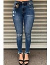 QUEEN HEARTS JEANS - MEDIUM BLUE - SKINNY CROP FRAY HEM - 9343