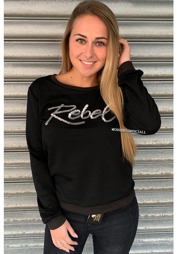 BLACK/SILVER - 'REBEL' SWEATER