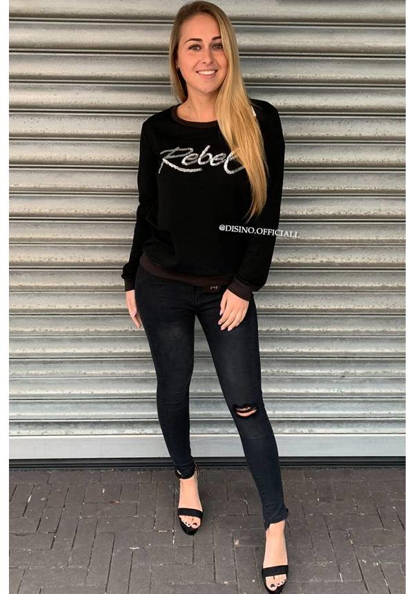 BLACK/SILVER - 'REBEL' SWEATER