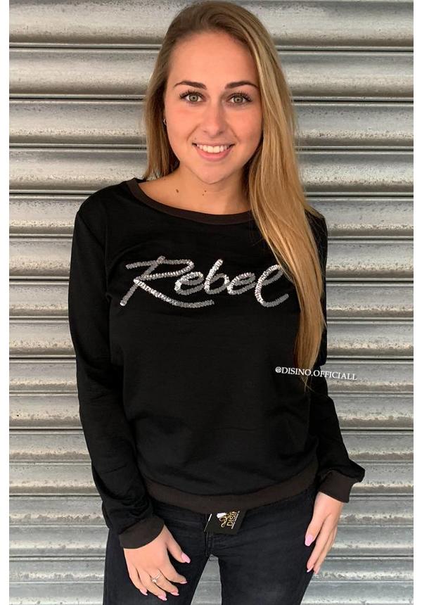 BLACK/SILVER - 'REBEL' SWEATER