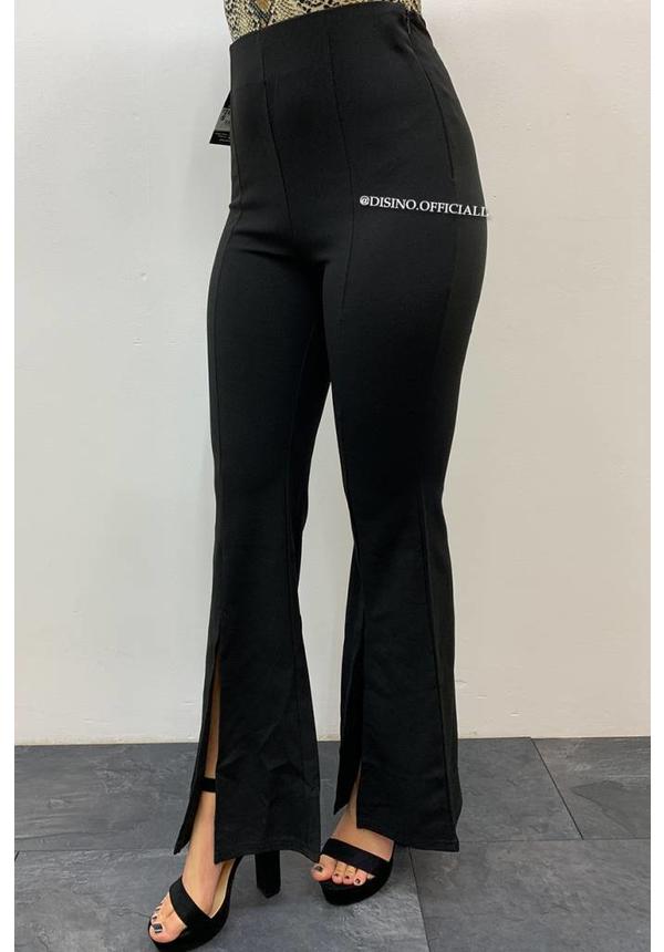 BLACK - 'YARA' - HIGH WAIST SPLITTED FLARED PANTS