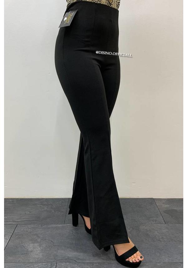 BLACK - 'YARA' - HIGH WAIST SPLITTED FLARED PANTS