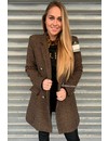 BROWN - 'DORA' - GOLD BUTTON PLAID OVERCOAT