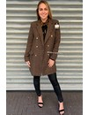 BROWN - 'DORA' - GOLD BUTTON PLAID OVERCOAT