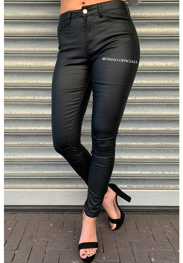 BLACK - WAX LOOK PERFECTLY SKINNY JEANS