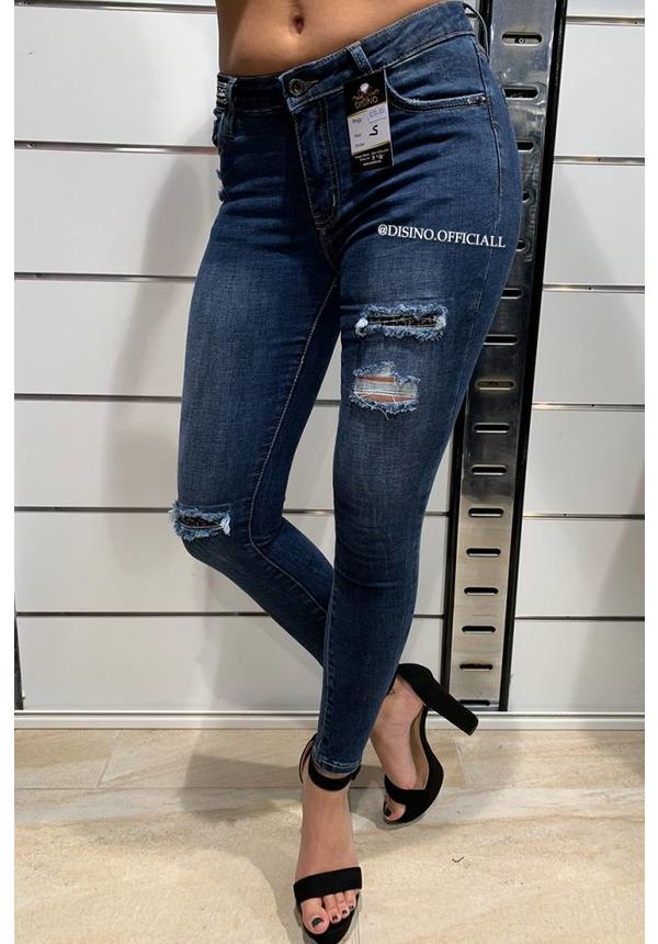 QUEEN HEARTS JEANS - MEDIUM BLUE - SKINNY PAILLET DETAILS - 9531