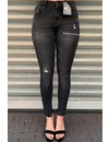 QUEEN HEARTS JEANS - DARK GREY - SKINNY DISTRESSED MID HIGH WAIST - 9305