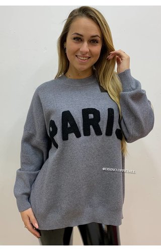 GREY - 'PARIS' - PREMIUM QUALITY OVERSIZED SWEATER GREY - 'PARIS' - PREMIUM QUALITY OVERSIZED SWEATER