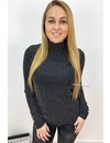 BLACK - 'LUSANDRA' - SILVER STRIPED TURTLE NECK TOP