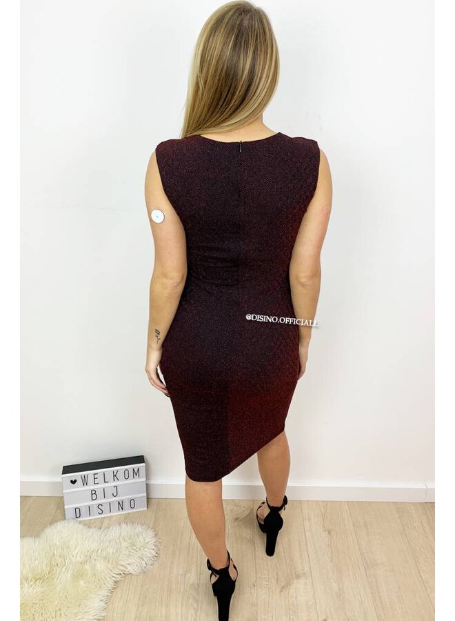 GLITTERLY RED - 'BERTHA' - GLITTER MIDI DRESS