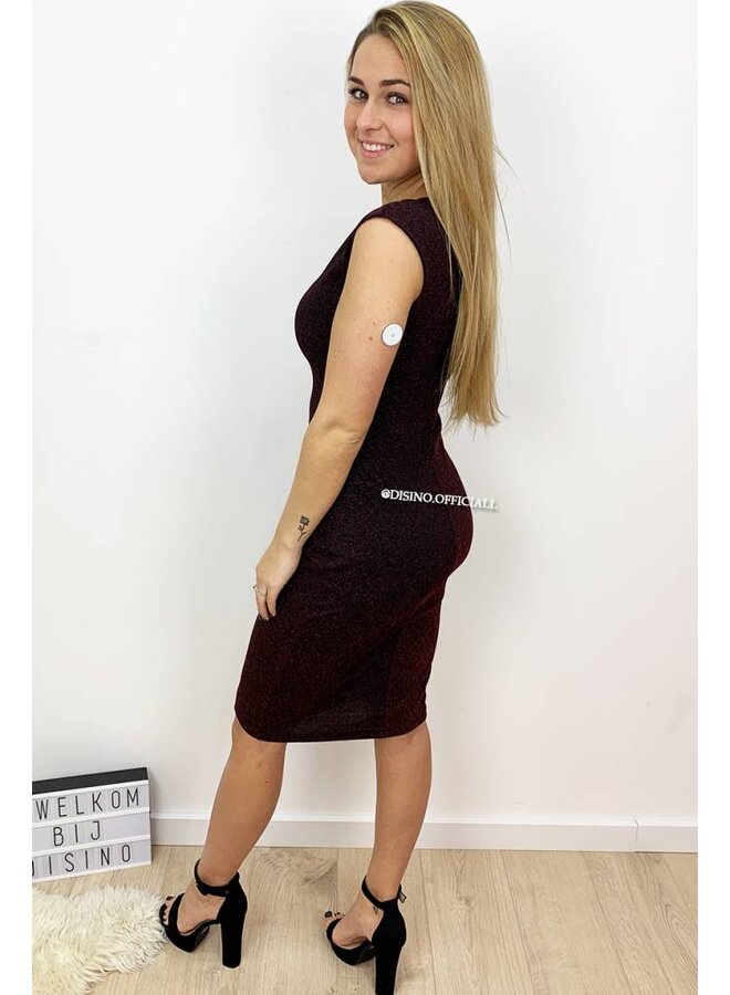 GLITTERLY RED - 'BERTHA' - GLITTER MIDI DRESS