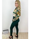 DARK GREEN - 'CHRISSY' - CROSS OVER HIGH WAIST PANTS