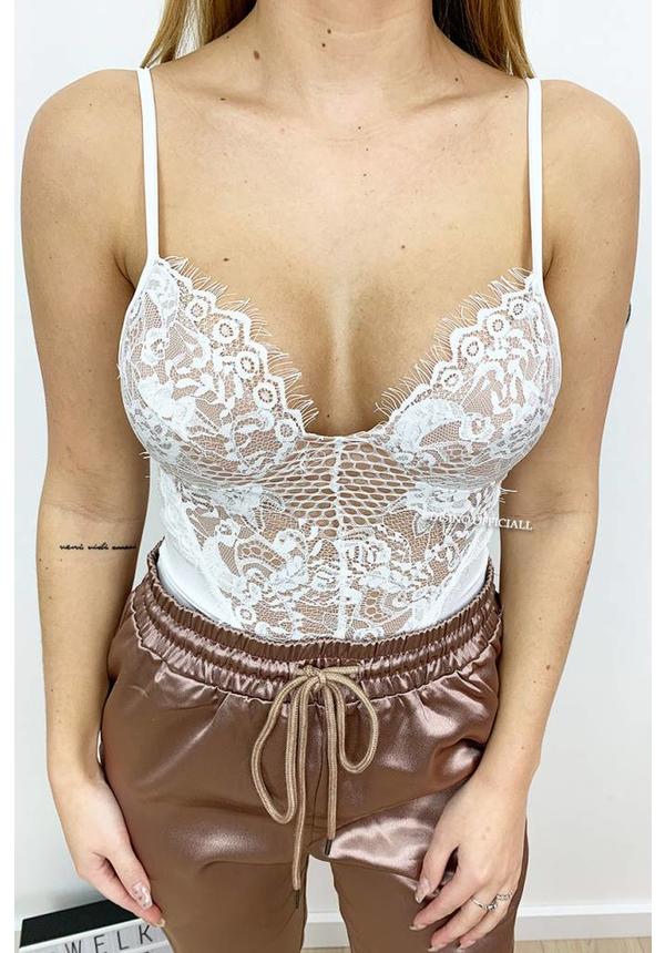 WHITE - 'LUCA' - SEXY LACE BODYSUIT