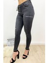 QUEEN HEARTS JEANS - DARK GREY - PERFECT DISTRESSED SKINNY PUSH UP - 9515