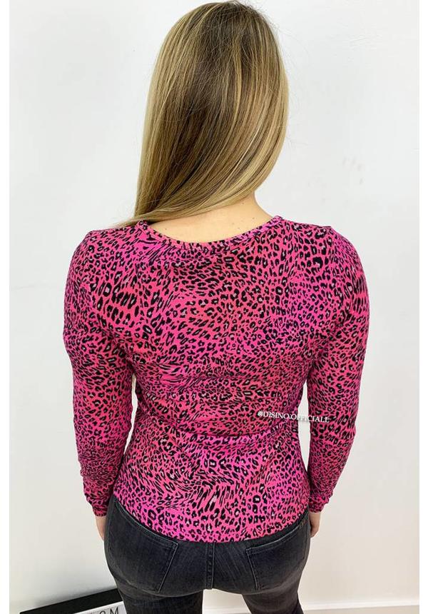 FUCHSIA - 'LARA' - SOFT TOUCH LEOPARD TOP