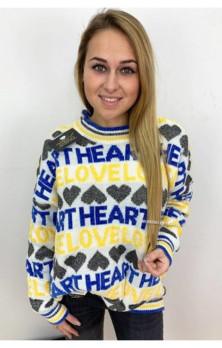 YELLOW - 'HEART LOVE' - OVERSIZED SOFT SWEATER YELLOW - 'HEART LOVE' - OVERSIZED SOFT SWEATER