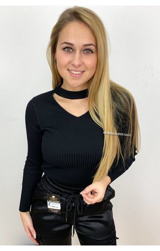 BLACK - 'JILL' - RIBBED CHOKER TOP BLACK - 'JILL' - RIBBED CHOKER TOP