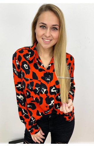 CORAL - 'SAMANTHA' - OVERSIZED LEOPARD PRINT BLOUSE CORAL - 'SAMANTHA' - OVERSIZED LEOPARD PRINT BLOUSE