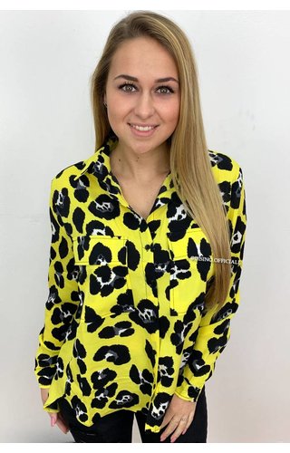 YELLOW - 'SAMANTHA' - OVERSIZED LEOPARD PRINT BLOUSE YELLOW - 'SAMANTHA' - OVERSIZED LEOPARD PRINT BLOUSE