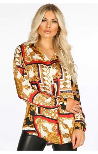 RED - 'VERSATILE' - VERSACE INSPIRED OVERSIZED BLOUSE RED - 'VERSATILE' - VERSACE INSPIRED OVERSIZED BLOUSE